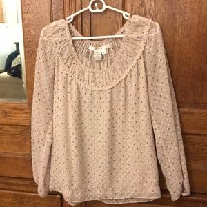 Beige/blush Swiss dot blouse